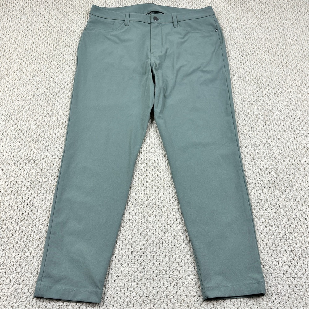 Lululemon Pants Mens 34 Sage ABC Slim Fit Warpstreme 5 Pocket Trousers LM5AQRS